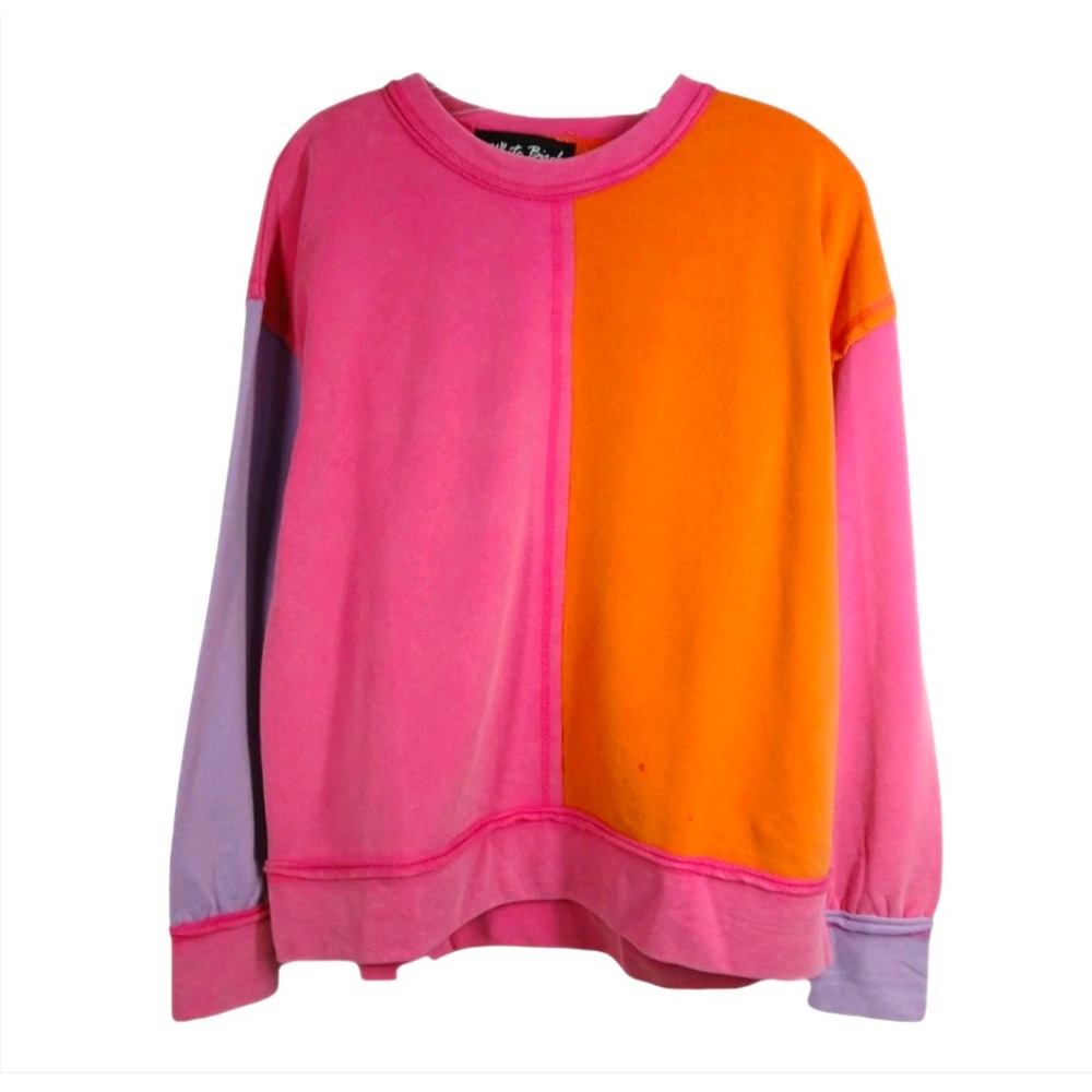 WHITE BIRCH BLACK LABEL Colorblock Sweatshirt Top EXPOSED SEAMS So Soft! SZ L